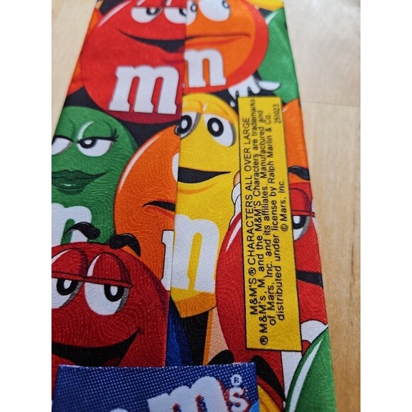 M&M's Characters All Over Large Print Men's Necktie Mars Candy Novelty Tie - Picture 12 of 14